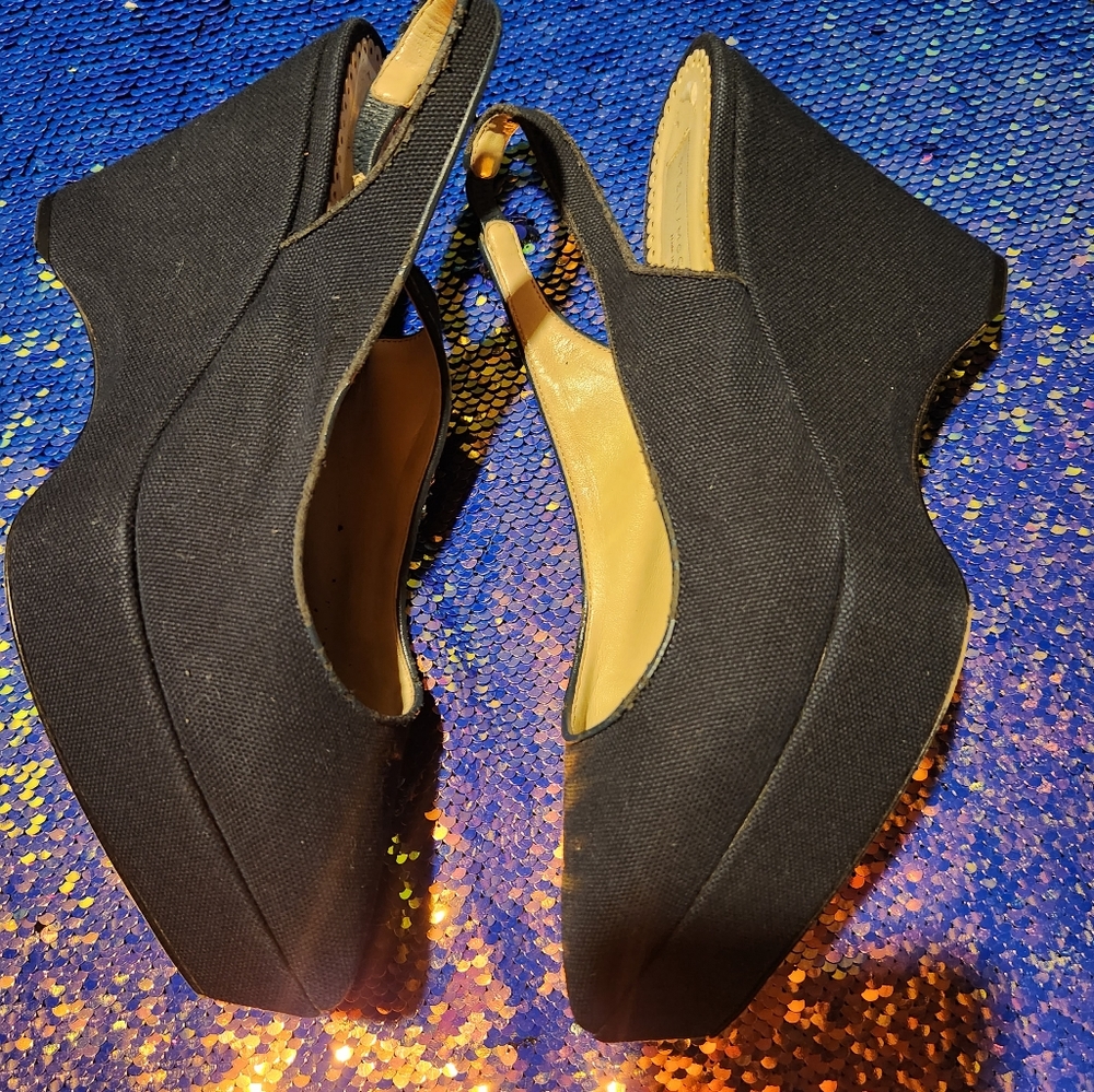 Stella McCartney Navy Cavas Wedge - Picture 7 of 7